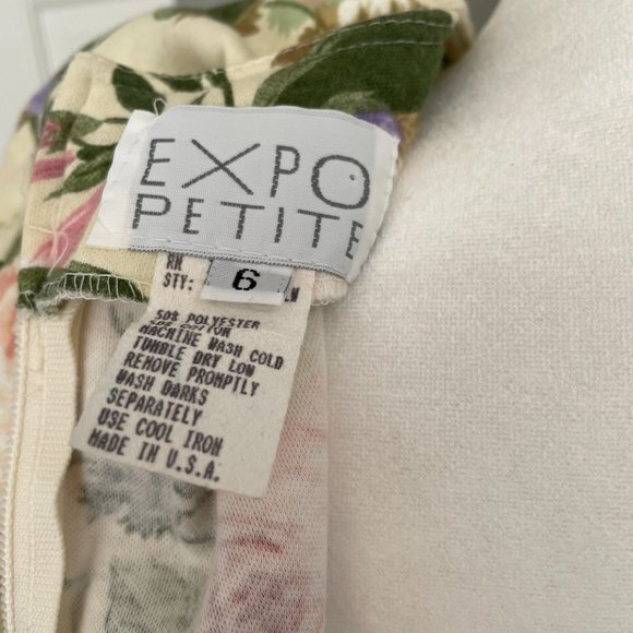 Vtg Expo Petite Floral Dress Fit & Flare Short Sleeve Flowers Garden Party Sz 6 - Picture 6 of 16
